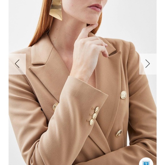 💥💥Clearance💥💥 Karen Millen Tailored Button Military Double-Breasted Tan Blazer - Picture 3 of 13